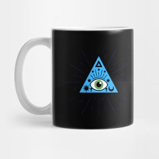 All Seeing eye - blue with green eye Mug